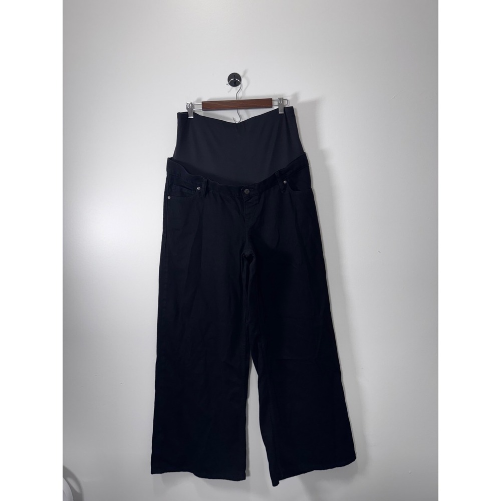 Gap Maternity Black Wide Leg Jeans Full Panel Size 32 14R Regular